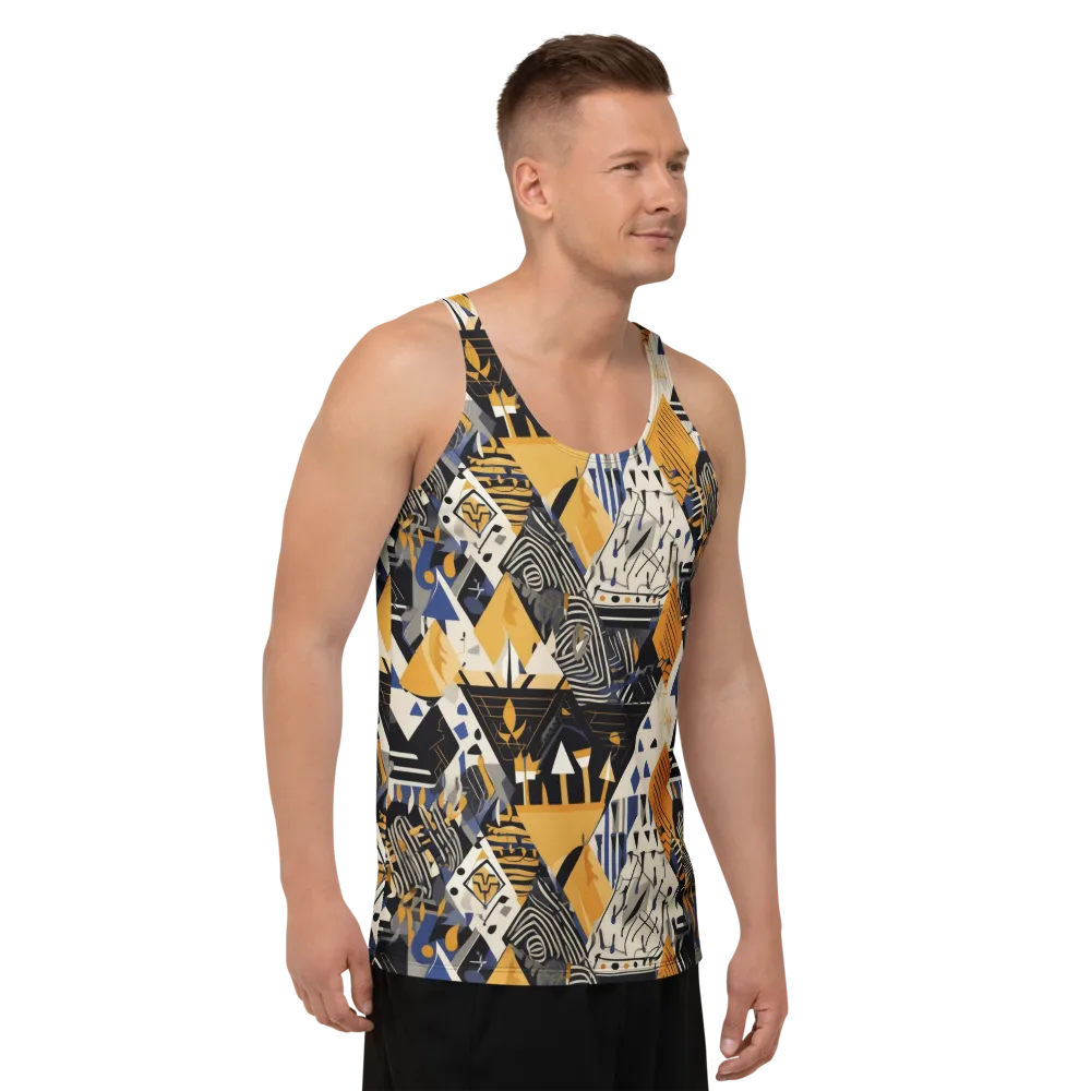 Golden Circuitry on Men's Tank Top — Right Front