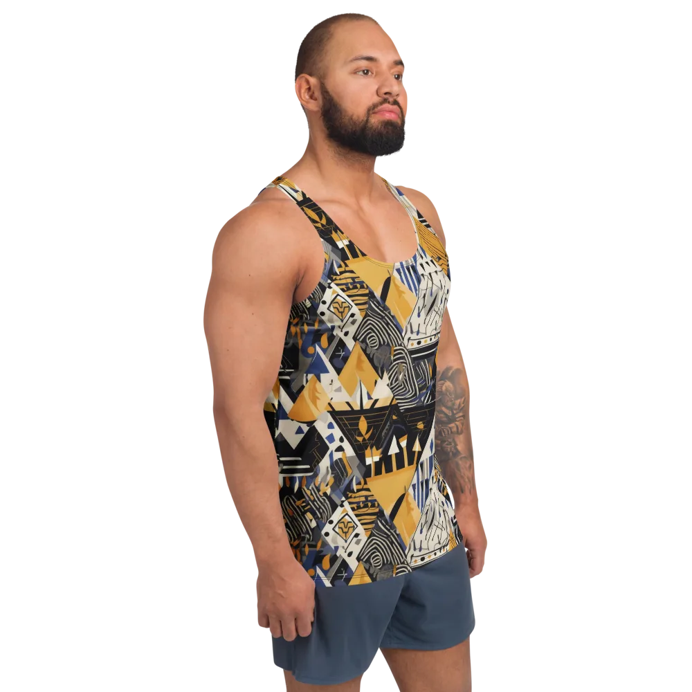 Golden Circuitry on Men's Tank Top — Right Front