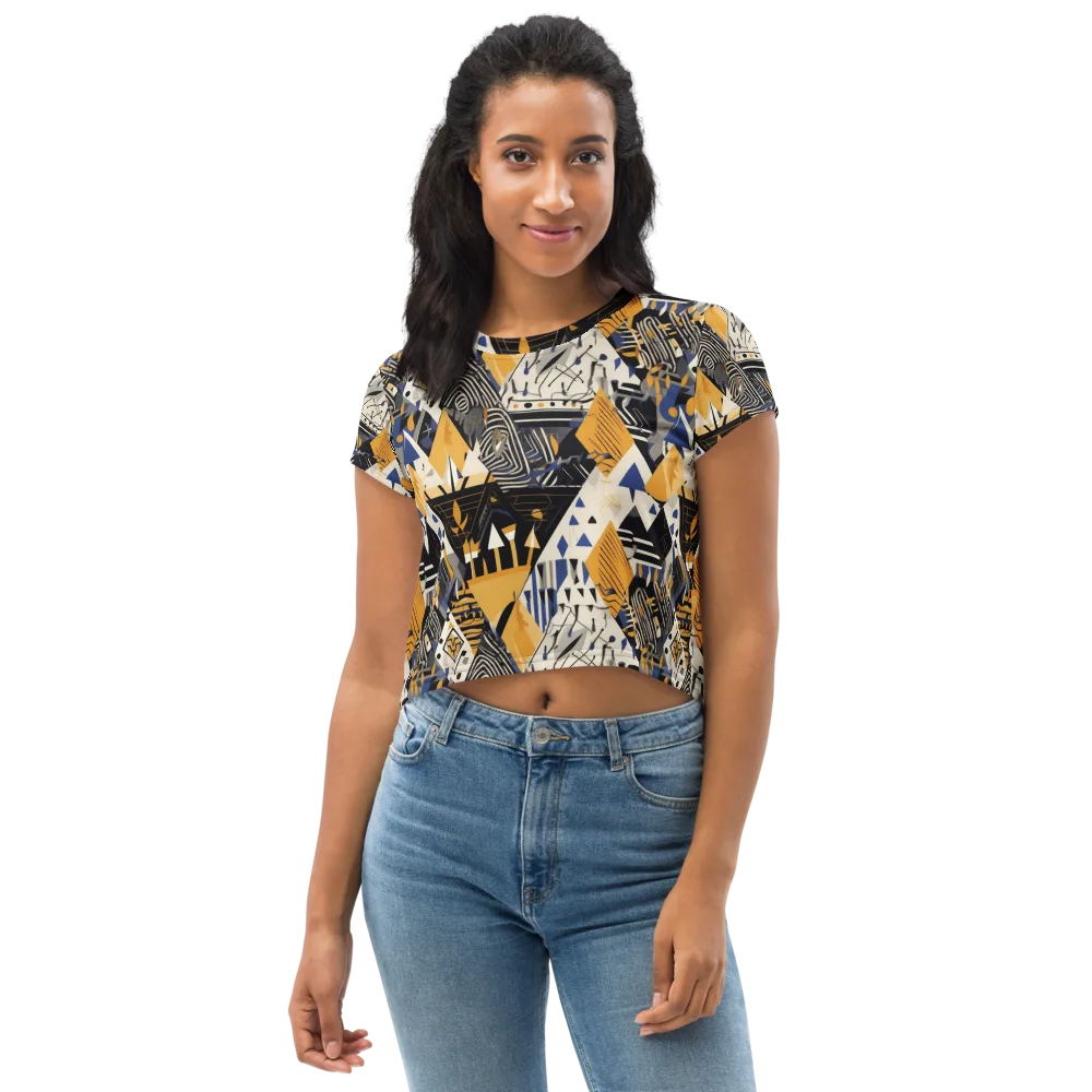 Golden Circuitry on Crop Tee — Front