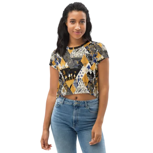 Golden Circuitry on a Crop Tee