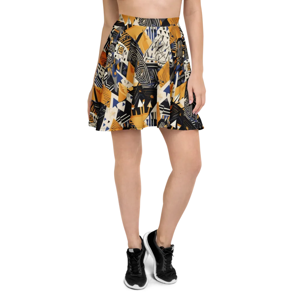 Golden Circuitry on Skater Skirt — Front