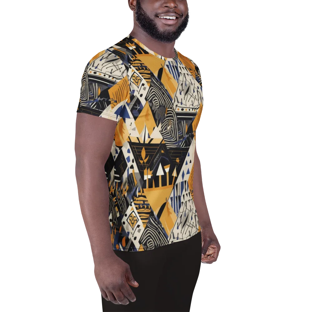 Golden Circuitry on Men's Athletic T-Shirt — Right