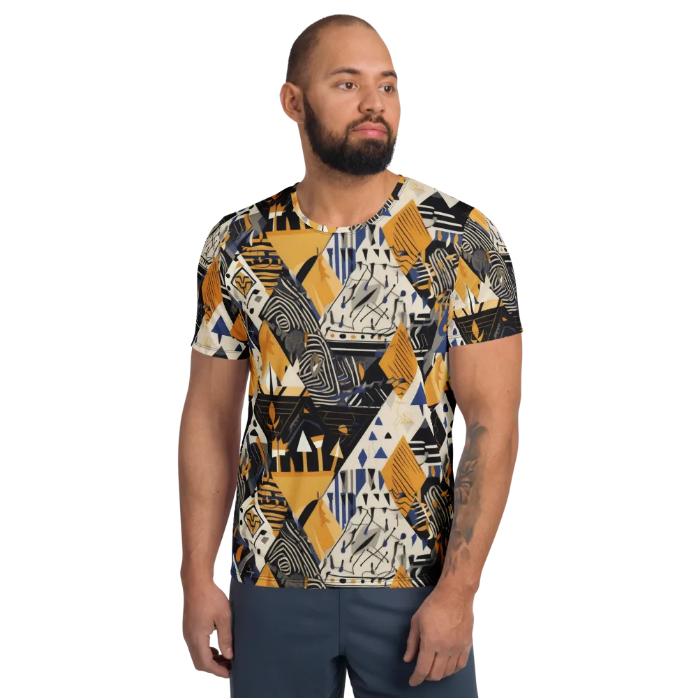 Golden Circuitry on Men's Athletic T-Shirt — Front