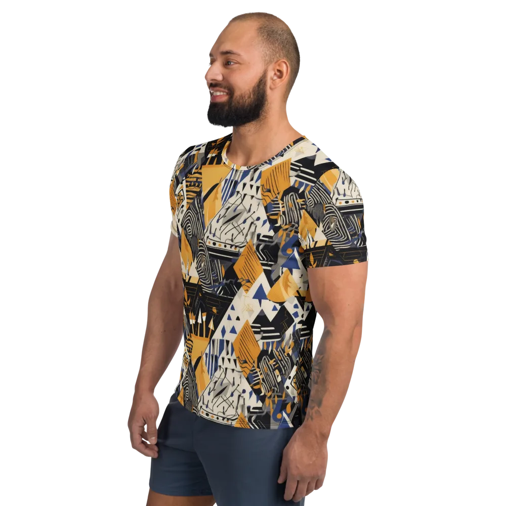 Golden Circuitry on Men's Athletic T-Shirt — Left