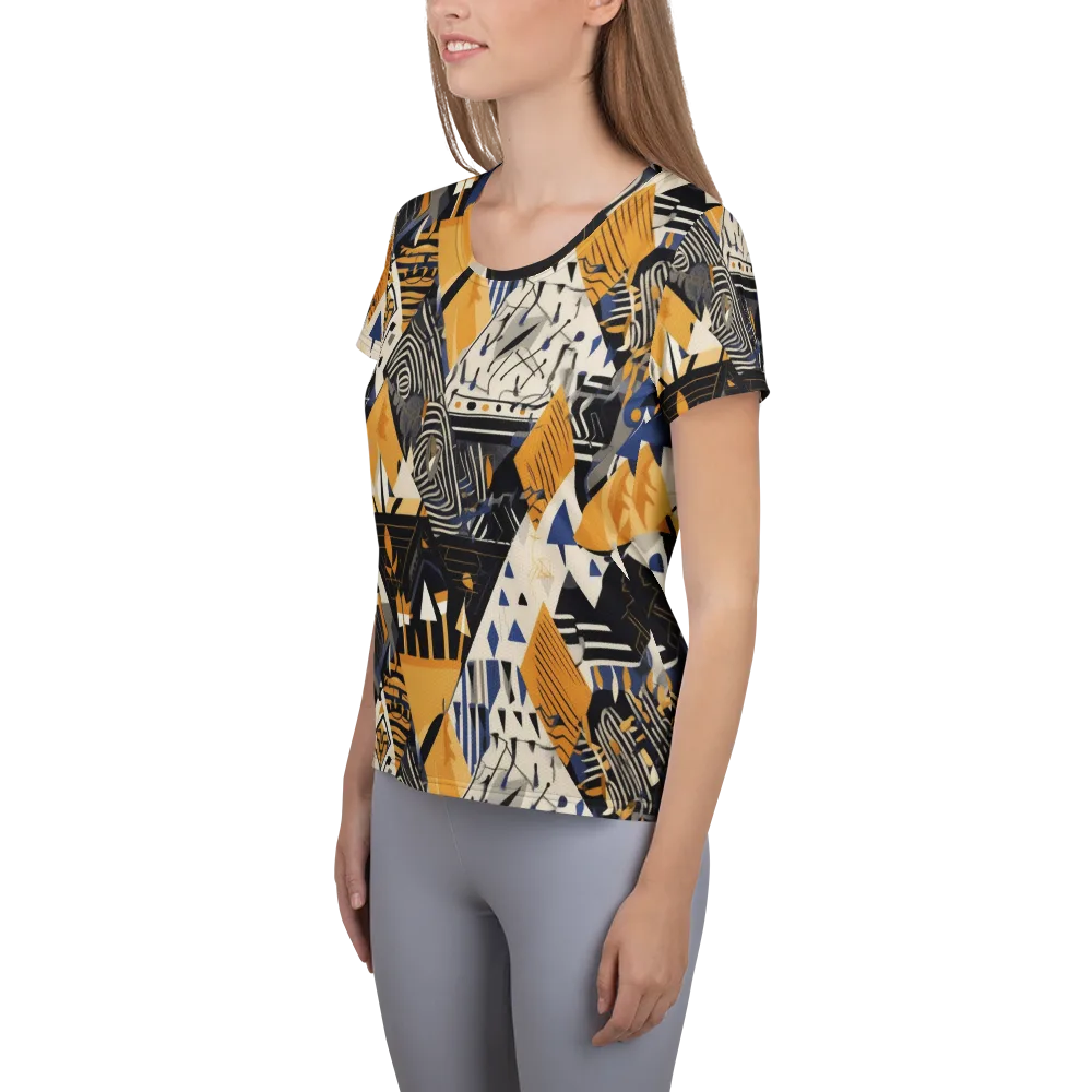 Golden Circuitry on Women's Athletic T-Shirt — Left