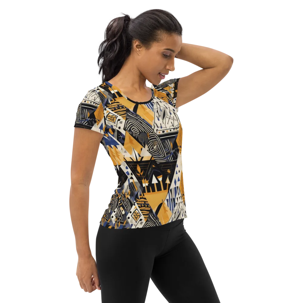 Golden Circuitry on Women's Athletic T-Shirt — Right
