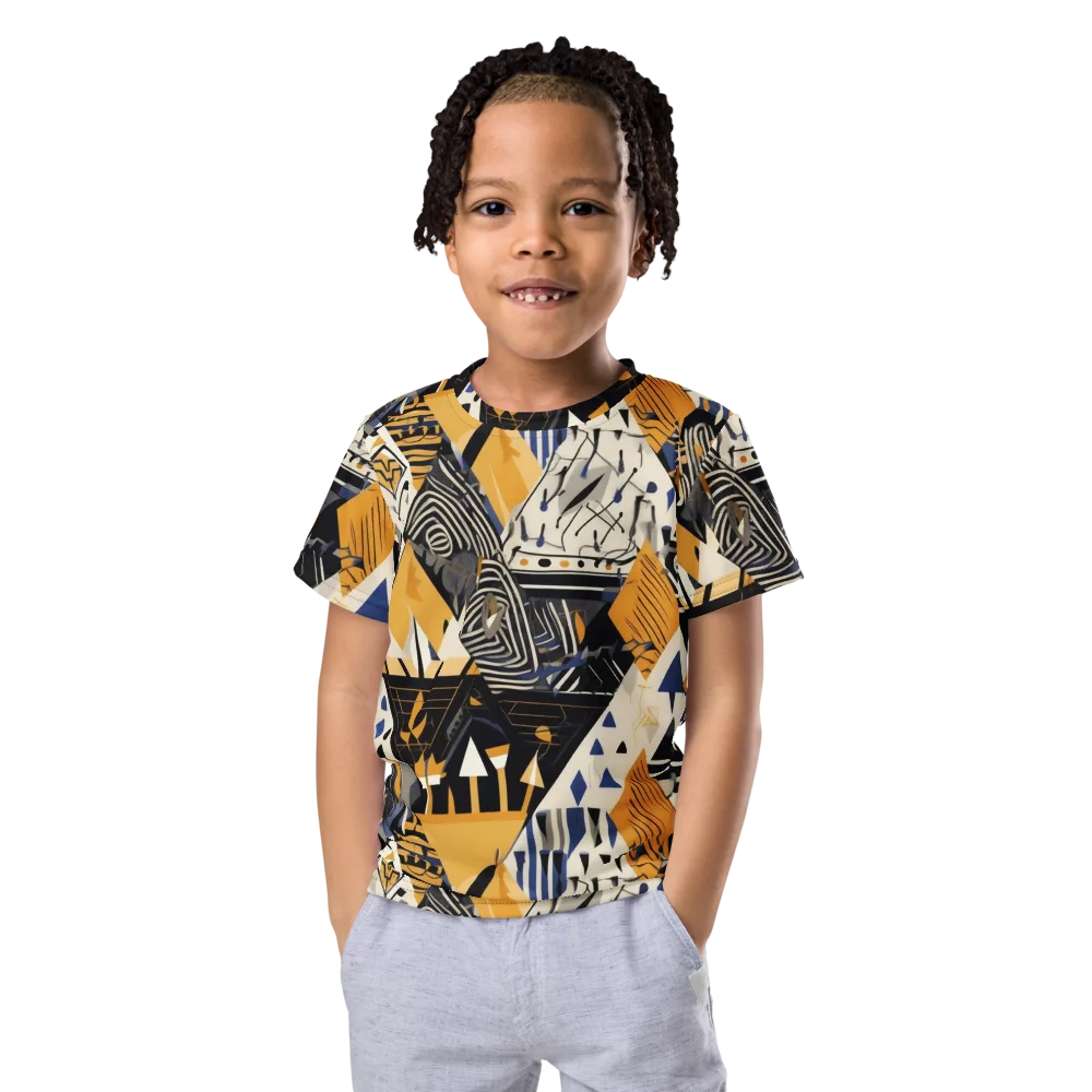 Golden Circuitry on Kids Crew Neck T-Shirt — Front