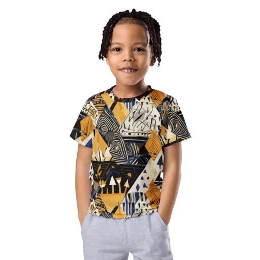 Golden Circuitry on a Kids Crew Neck T-Shirt