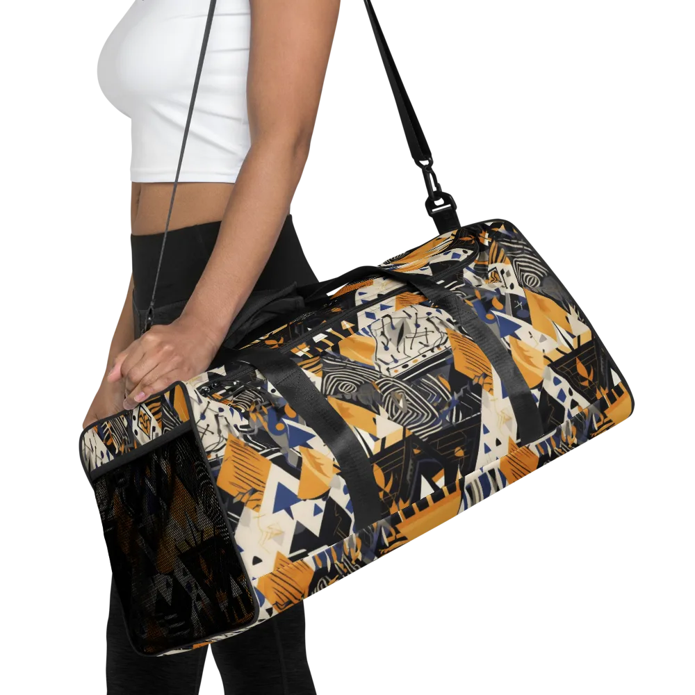Golden Circuitry on Duffle Bag — Front