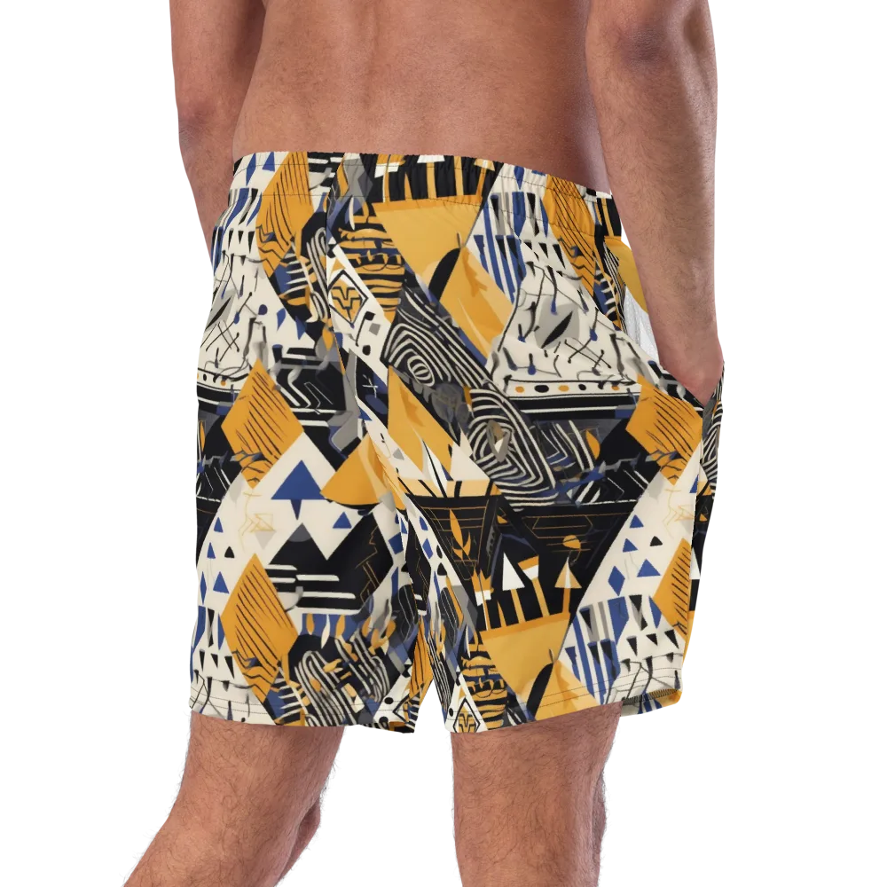 Golden Circuitry on Swim Trunks — Right Back