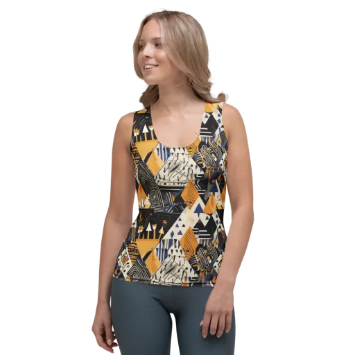 Golden Circuitry on a Women's Tank Top