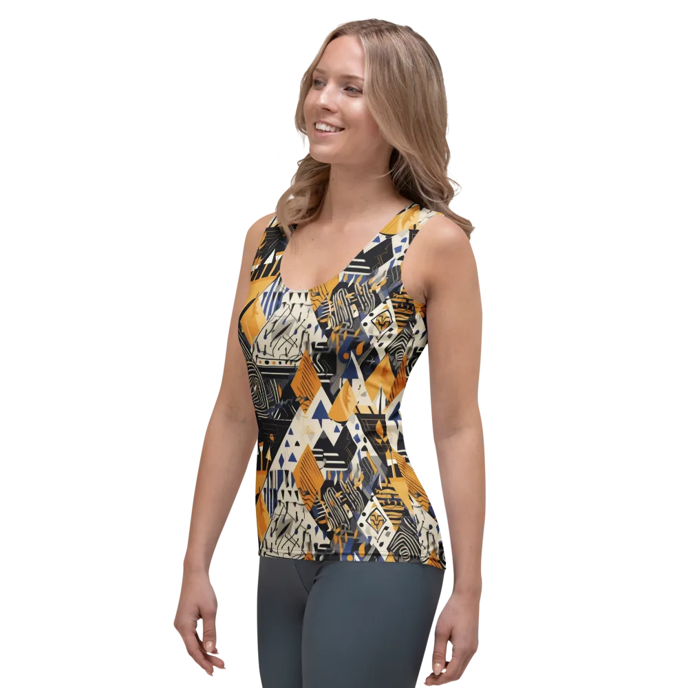 Golden Circuitry on Women's Tank Top — Left Front