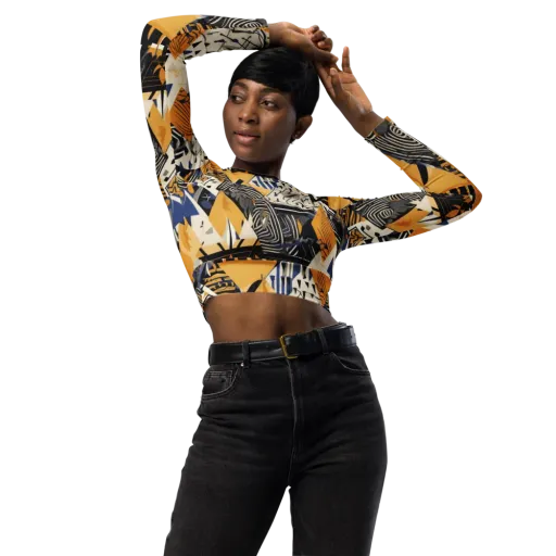 Golden Circuitry on a Long Sleeve Crop Top