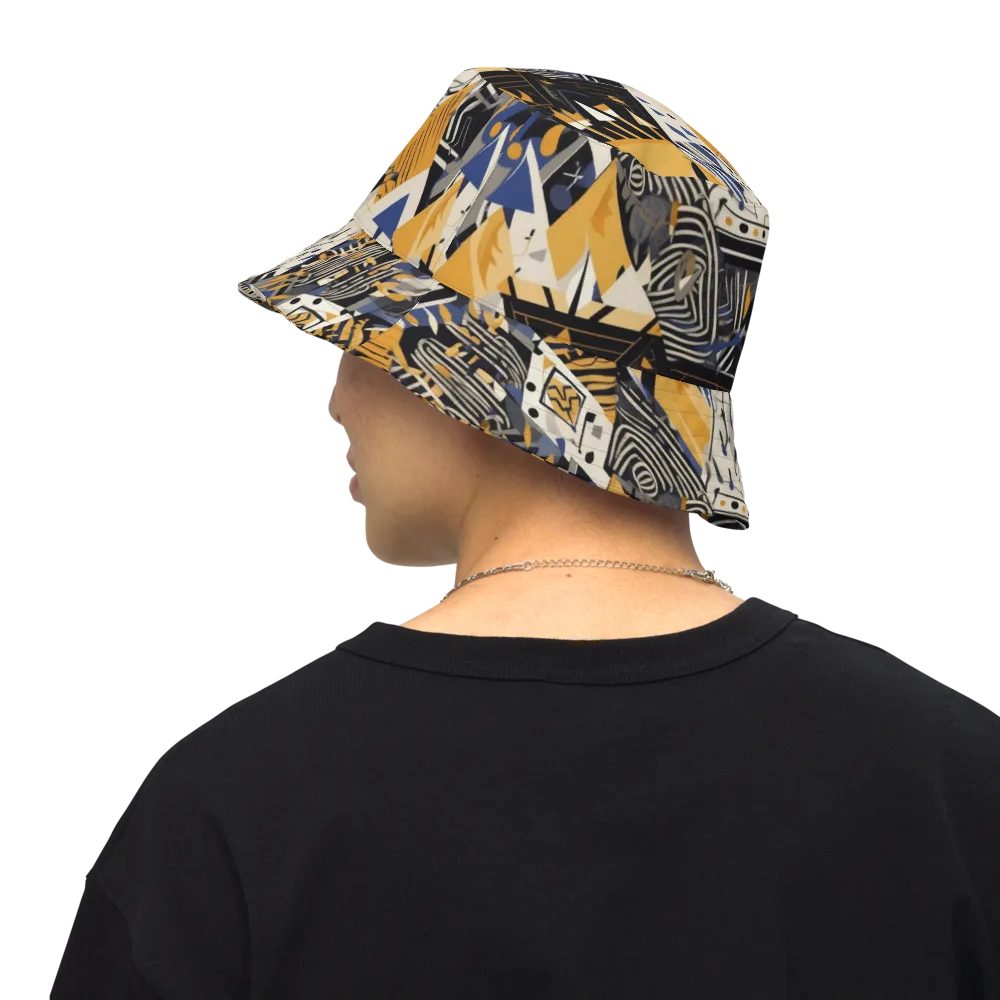Golden Circuitry on Reversible Bucket Hat — Back Inside
