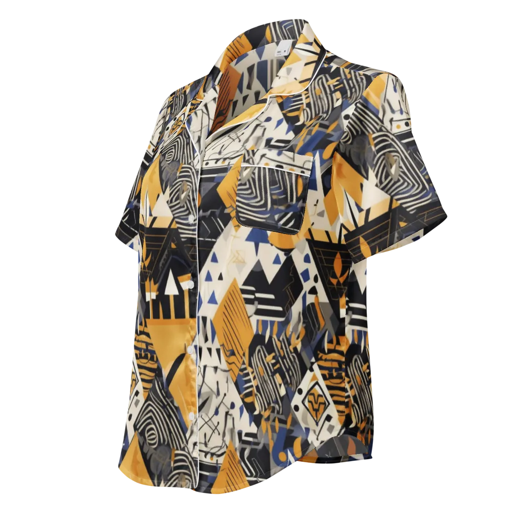 Golden Circuitry on Women's Short Sleeve Pajama Top — Left Front