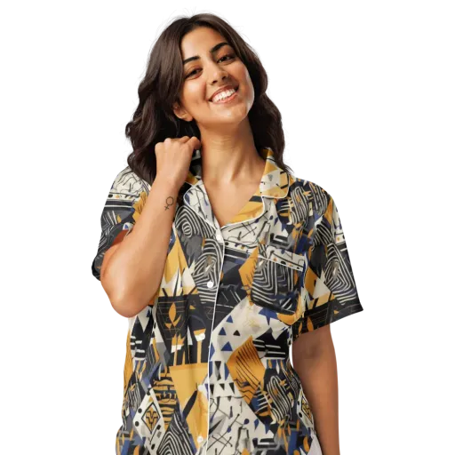 Golden Circuitry on a Women's Short Sleeve Pajama Top