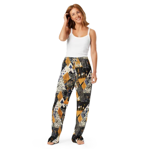 Golden Circuitry on a Women's Pajama Pants