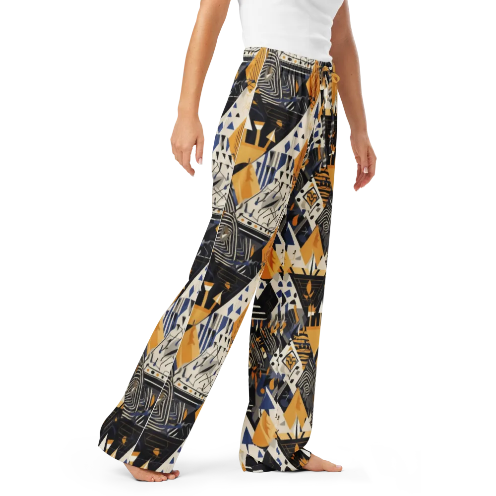 Golden Circuitry on Women's Pajama Pants — Right Front