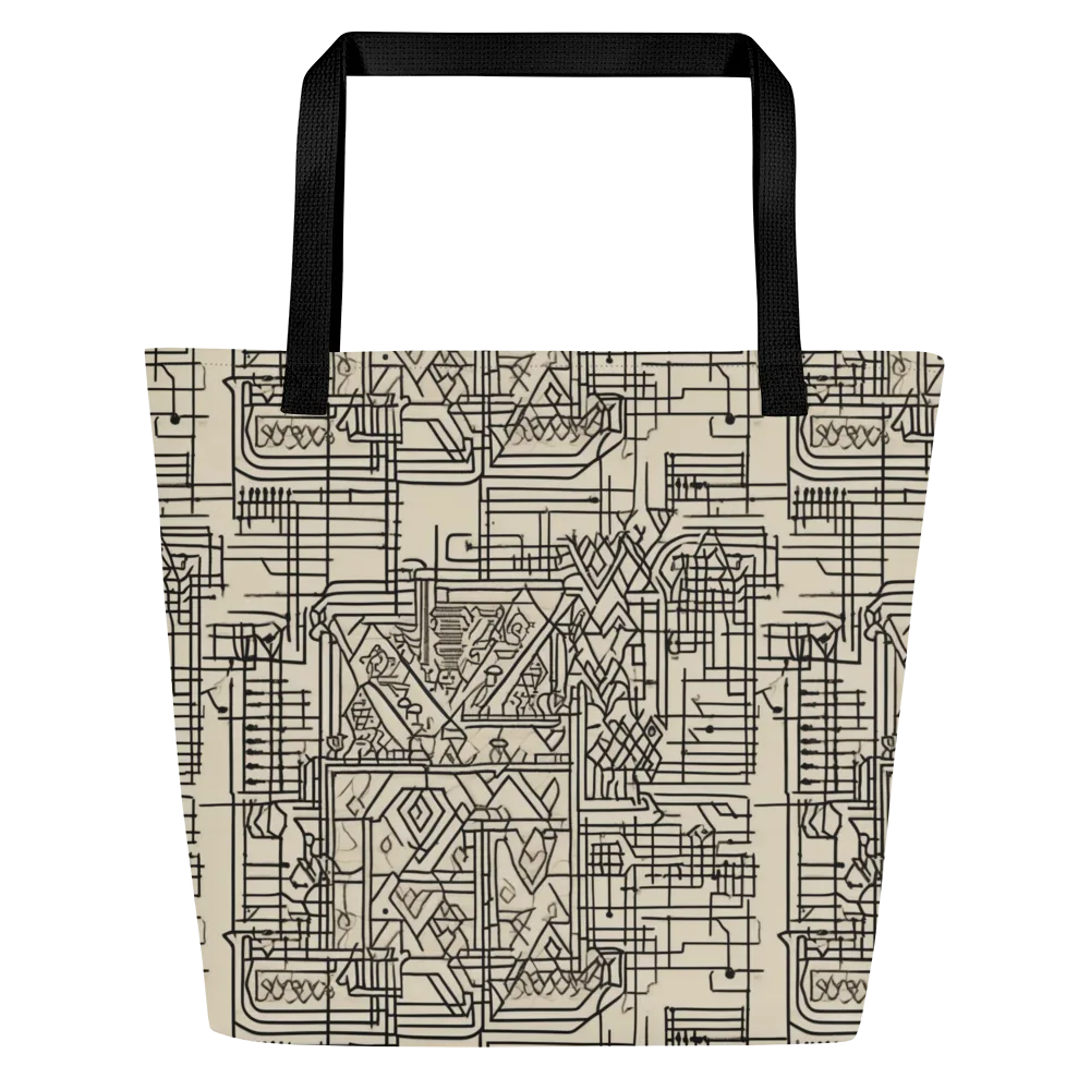 Blueprint Rhapsody on Large Tote Bag W/ Pocket — Front