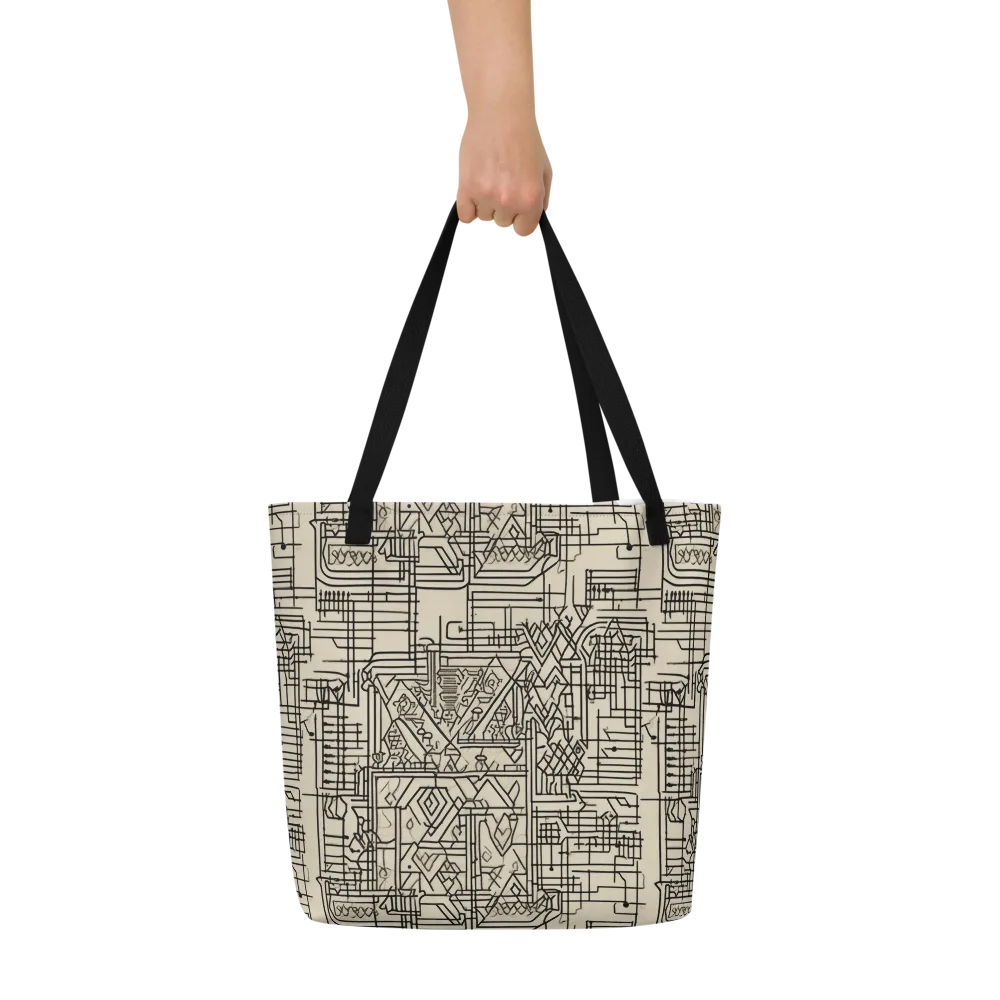 Blueprint Rhapsody on Large Tote Bag W/ Pocket — Front