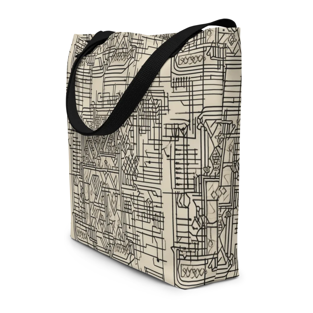 Blueprint Rhapsody on Large Tote Bag W/ Pocket — Front