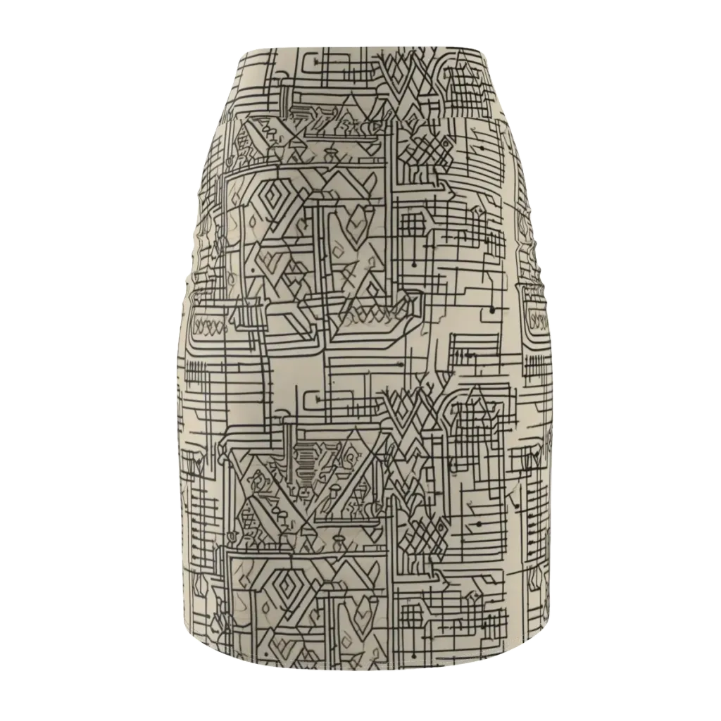 Blueprint Rhapsody on Pencil Skirt — Back