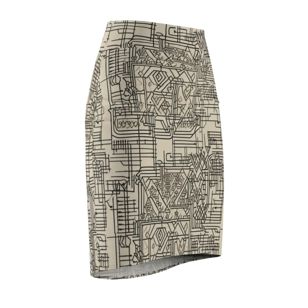 Blueprint Rhapsody on Pencil Skirt — Front Side