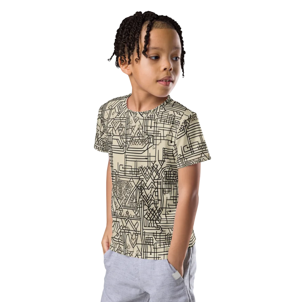 Blueprint Rhapsody on Kids Crew Neck T-Shirt — Left Front