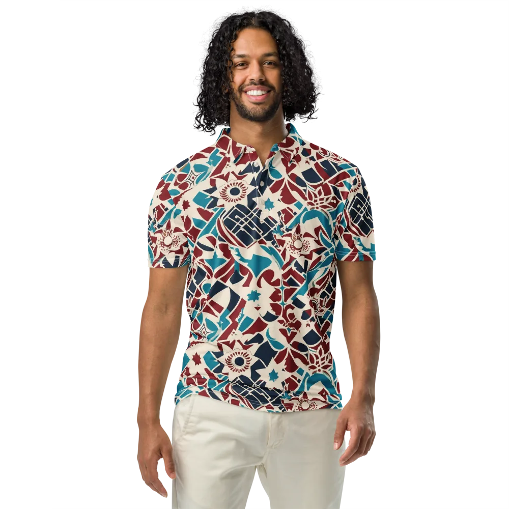 Deco Wildflower on Men's Slim Fit Polo Shirt — Front