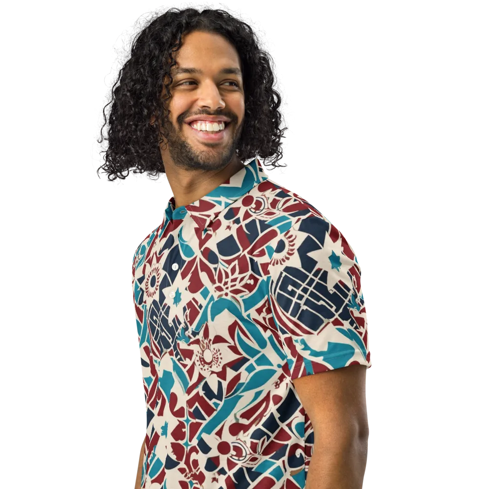 Deco Wildflower on Men's Slim Fit Polo Shirt — Left Front