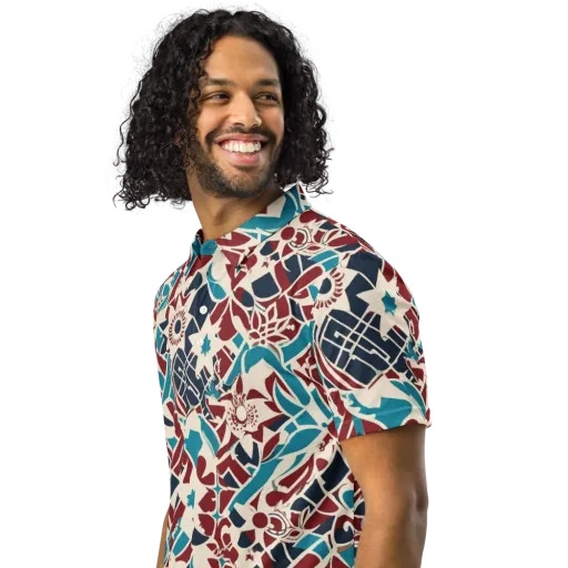 Deco Wildflower on a Men's Slim Fit Polo Shirt
