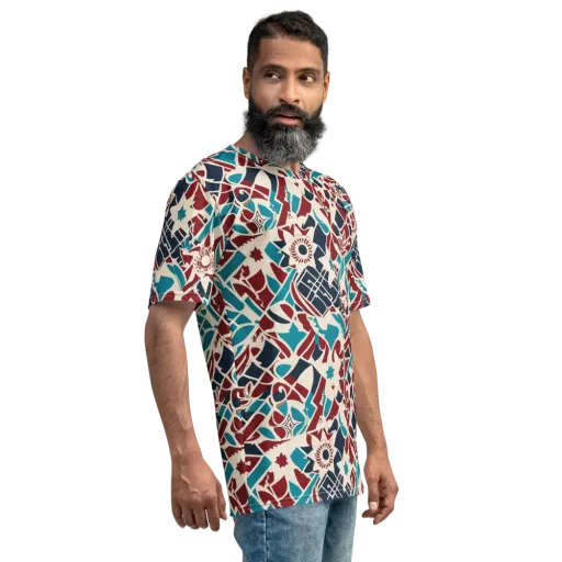 Deco Wildflower on a Men's Crew Neck T-Shirt