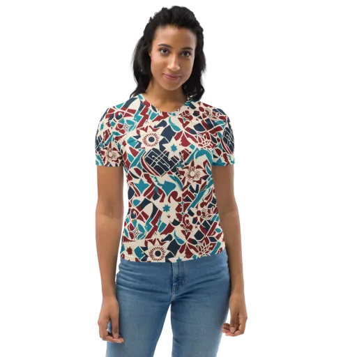 Deco Wildflower on a Women's Crew Neck T-Shirt