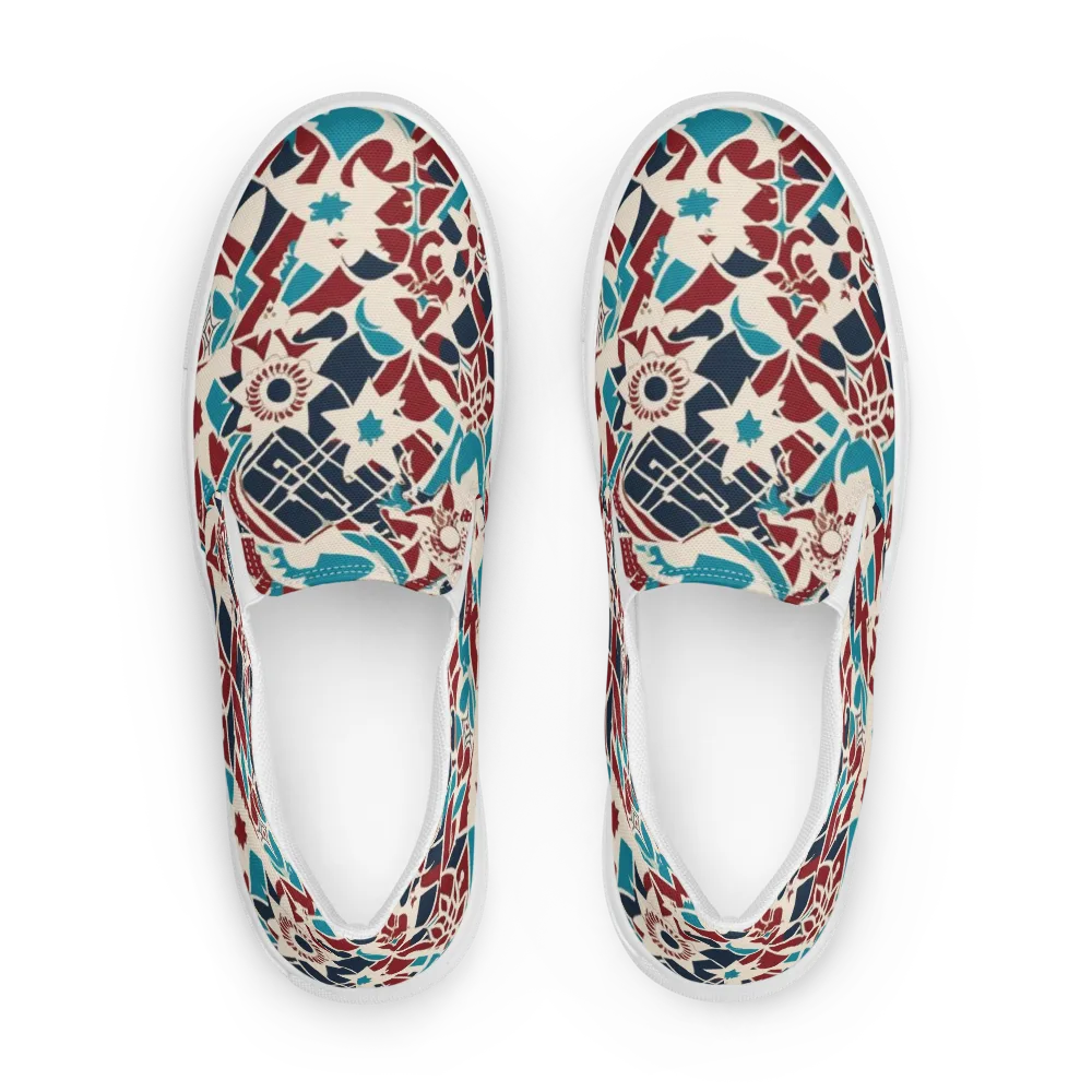 Deco Wildflower on Men's Slip-On Canvas Shoes — Front