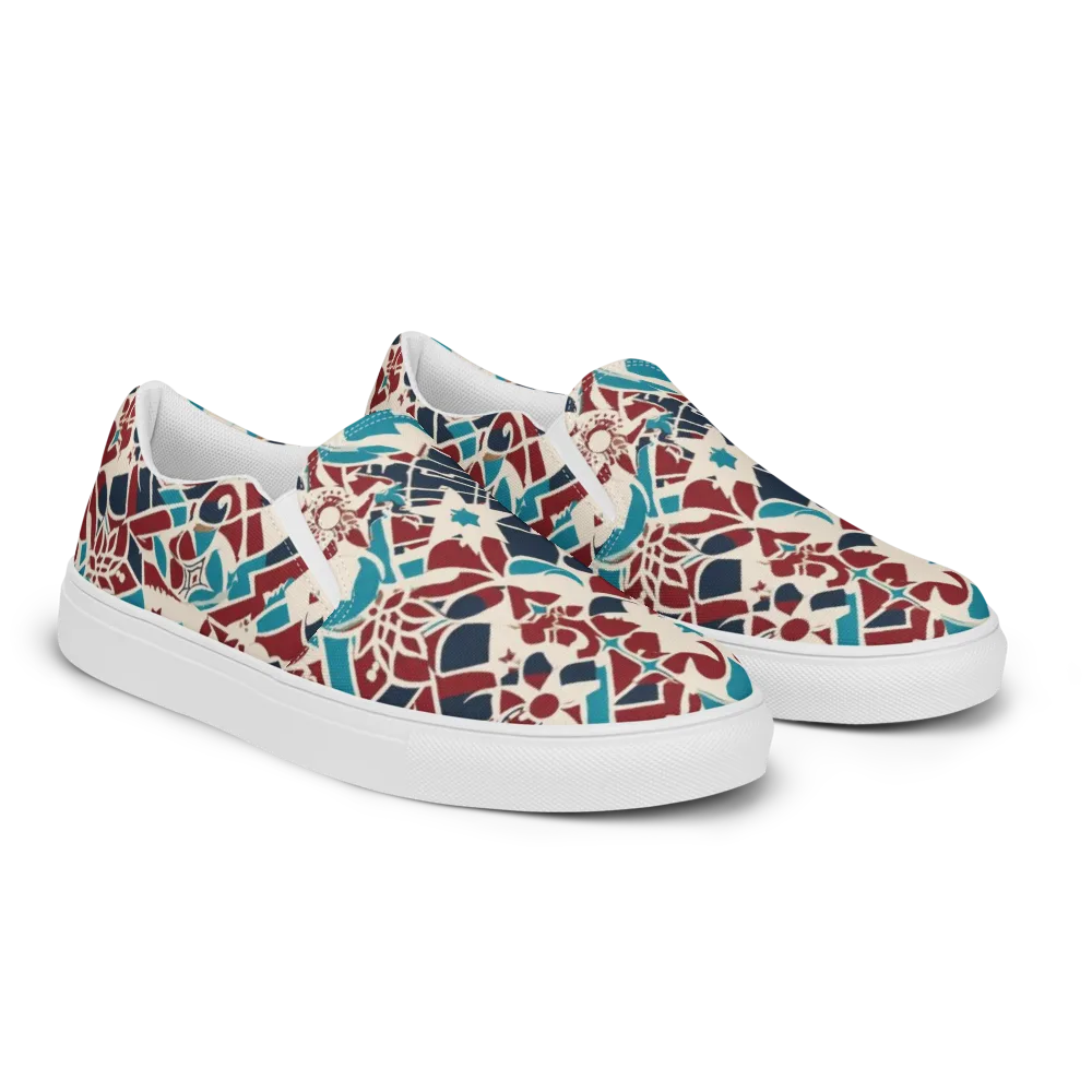 Deco Wildflower on Men's Slip-On Canvas Shoes — Right Front