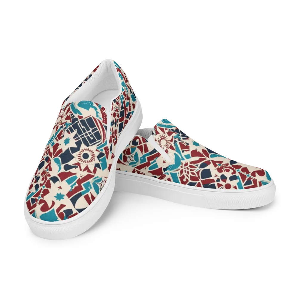 Deco Wildflower on Men's Slip-On Canvas Shoes — Left Front