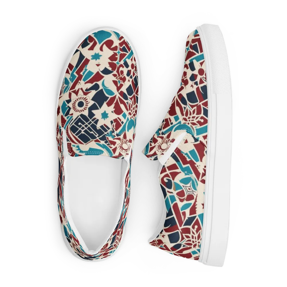 Deco Wildflower on Men's Slip-On Canvas Shoes — Front