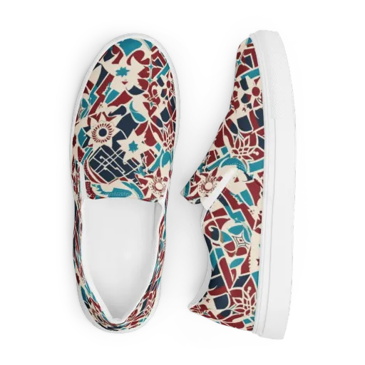 Deco Wildflower on a Men's Slip-On Canvas Shoes