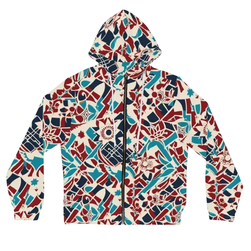 Deco Wildflower on a Women's Full-Zip Hoodie
