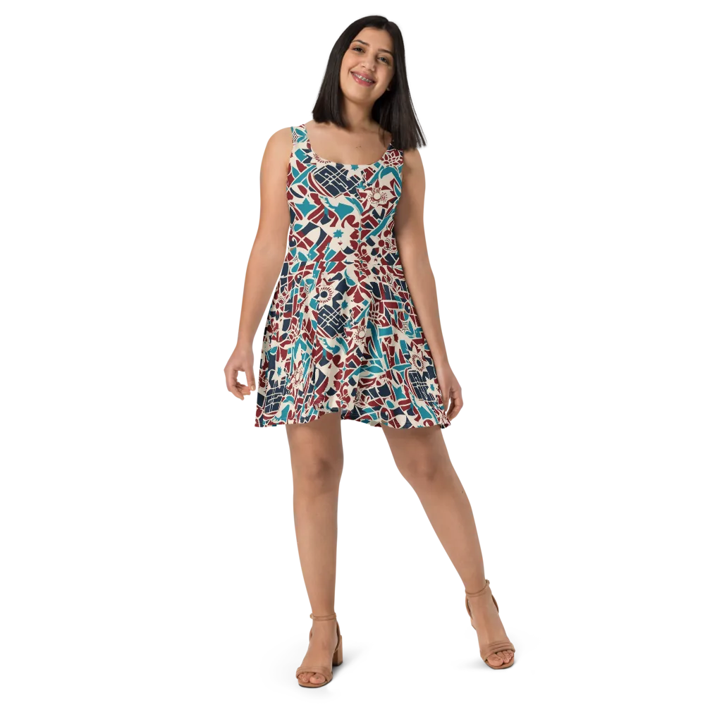 Deco Wildflower on Skater Dress — Front
