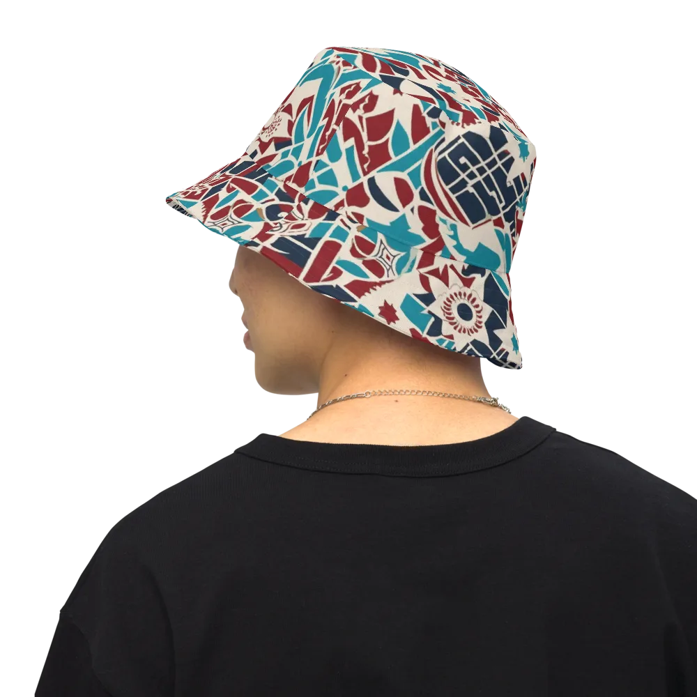 Deco Wildflower on Reversible Bucket Hat — Back Inside