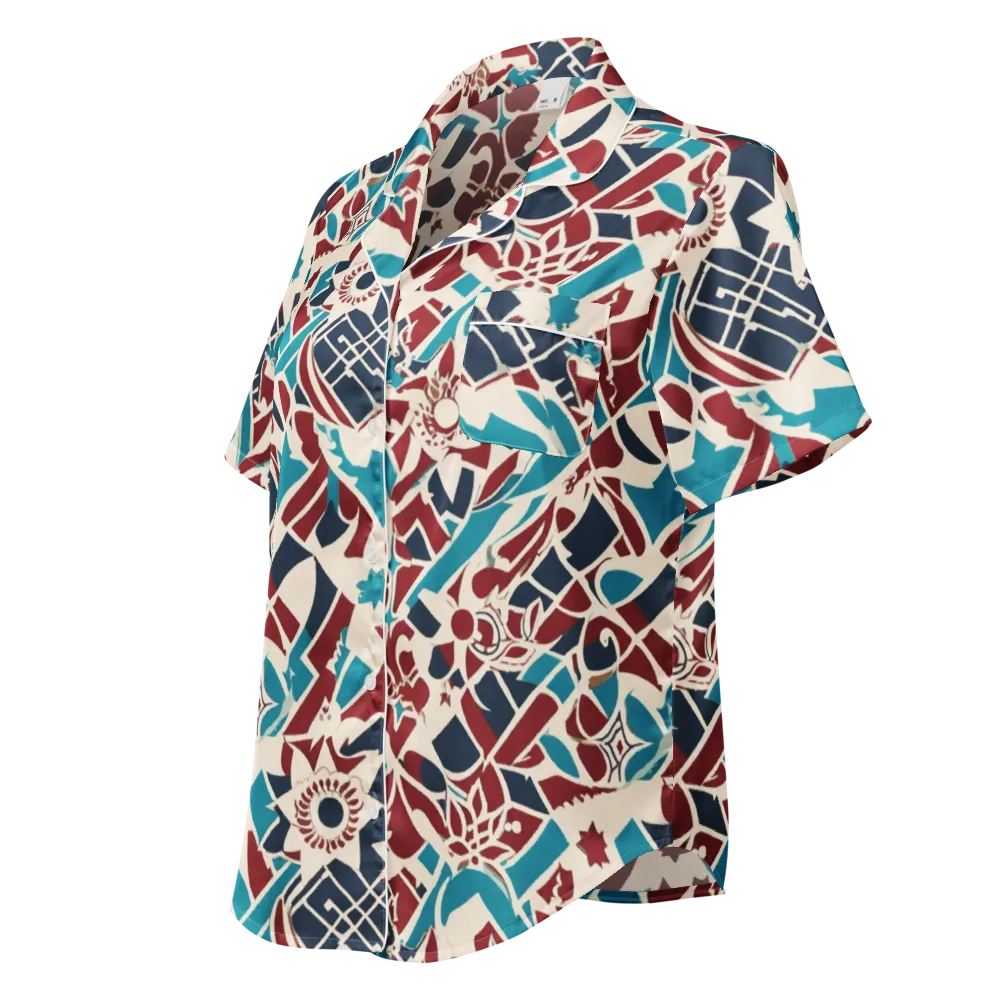 Deco Wildflower on Women's Short Sleeve Pajama Top — Left Front