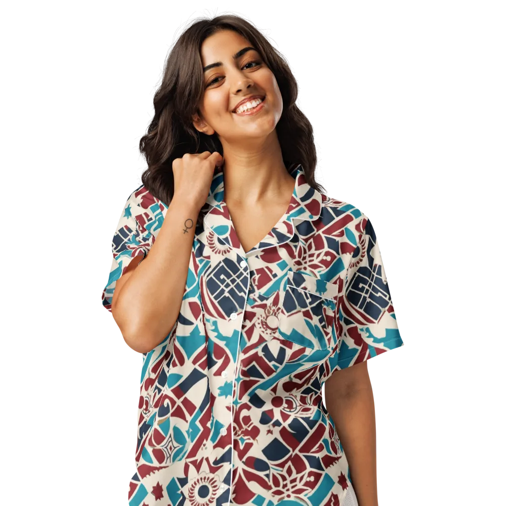 Deco Wildflower on Women's Short Sleeve Pajama Top — Front