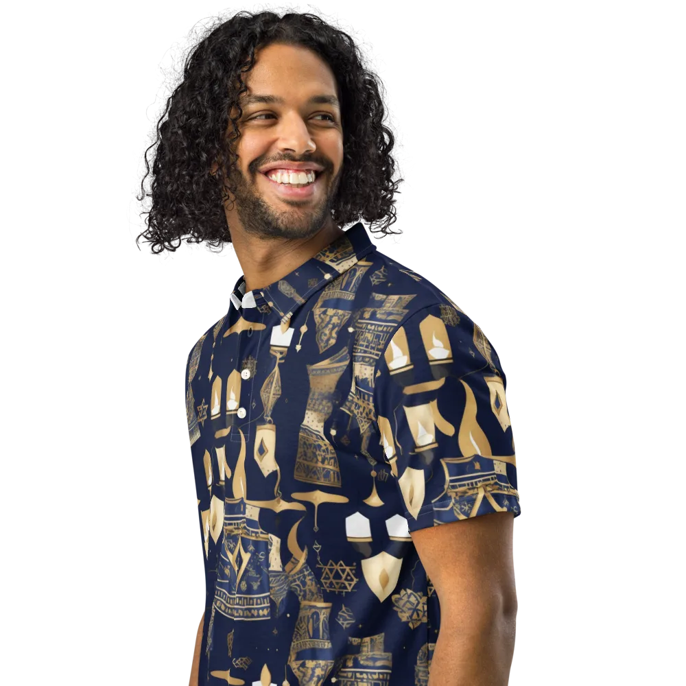Gilded Vigil on Men's Slim Fit Polo Shirt — Left Front