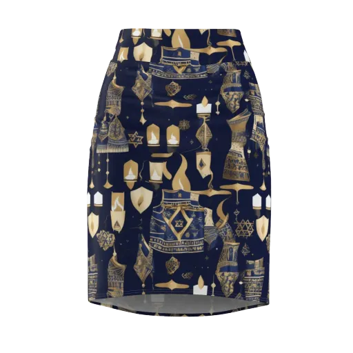 Gilded Vigil on a Pencil Skirt