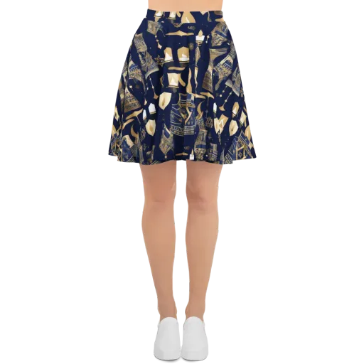 Gilded Vigil on a Skater Skirt