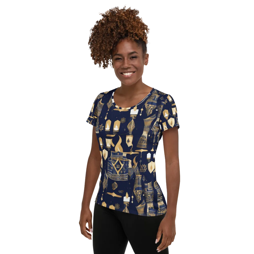 Gilded Vigil on Women's Athletic T-Shirt — Left