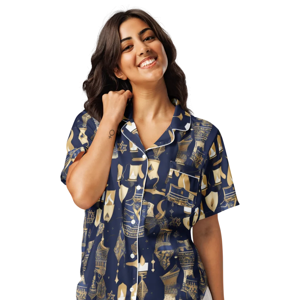 Gilded Vigil on Women's Short Sleeve Pajama Top — Front