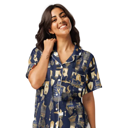 Gilded Vigil on a Women's Short Sleeve Pajama Top