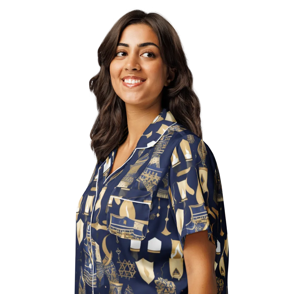 Gilded Vigil on Women's Short Sleeve Pajama Top — Left Front